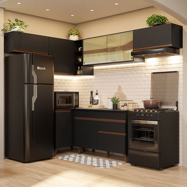 Cocina Integral de Esquina Reims 4.00 m con Encimera Negro 04
