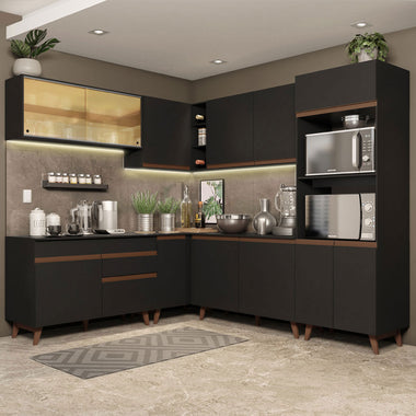 Cocina Integral de Esquina Reims 4.50 m con Encimera Negro 01