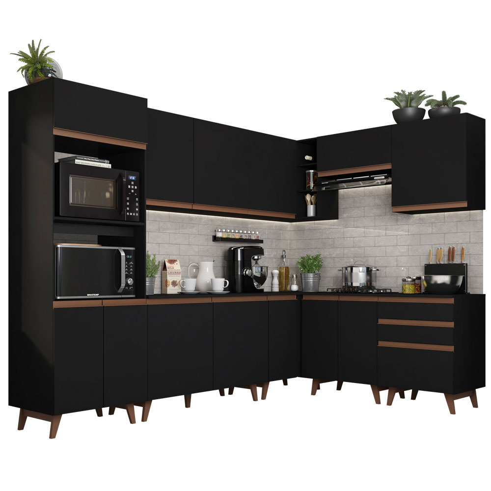 Cocina Integral de Esquina Reims 4.60 m con Encimera Negro 01