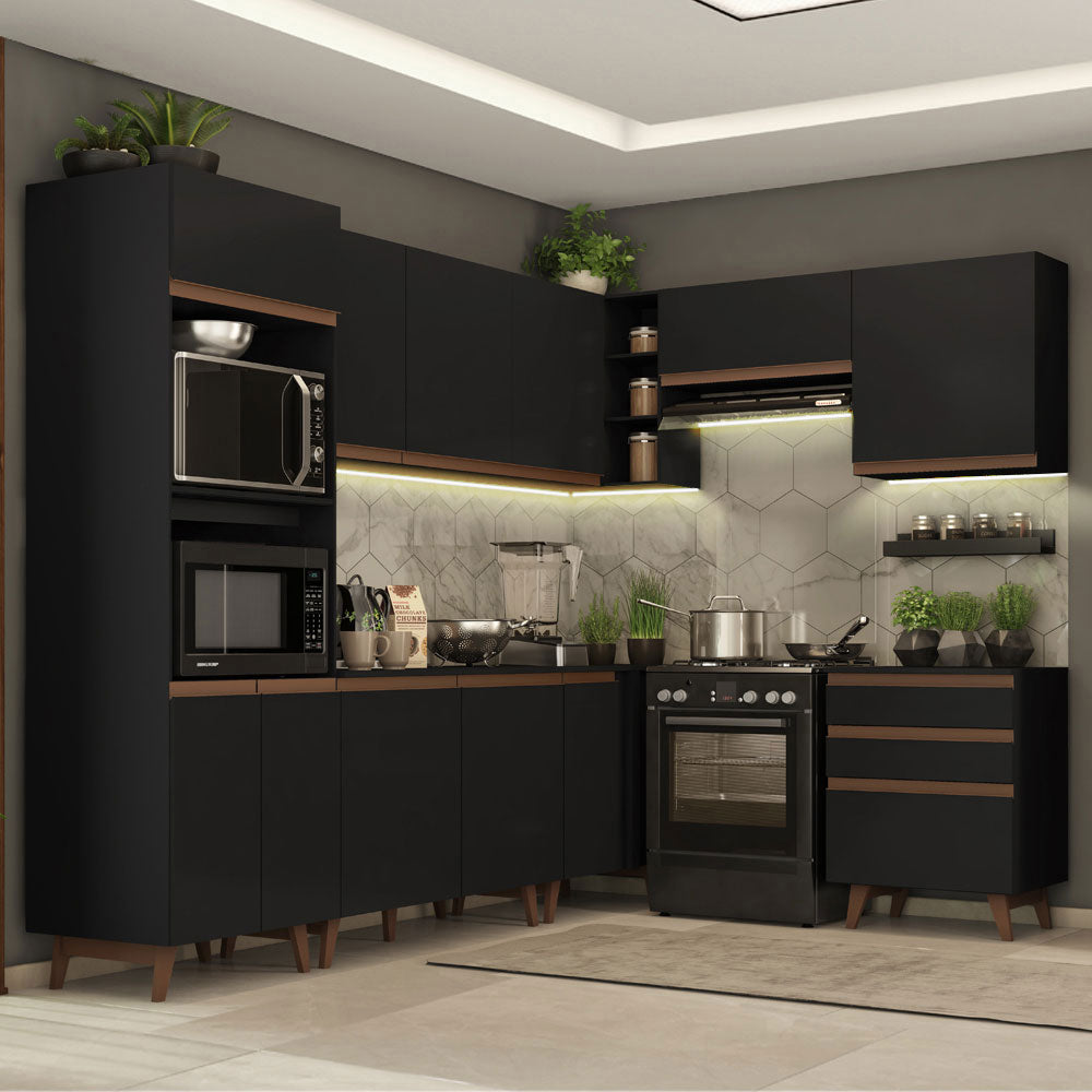 Cocina Integral de Esquina Reims 4.60 m con Encimera Negro 02