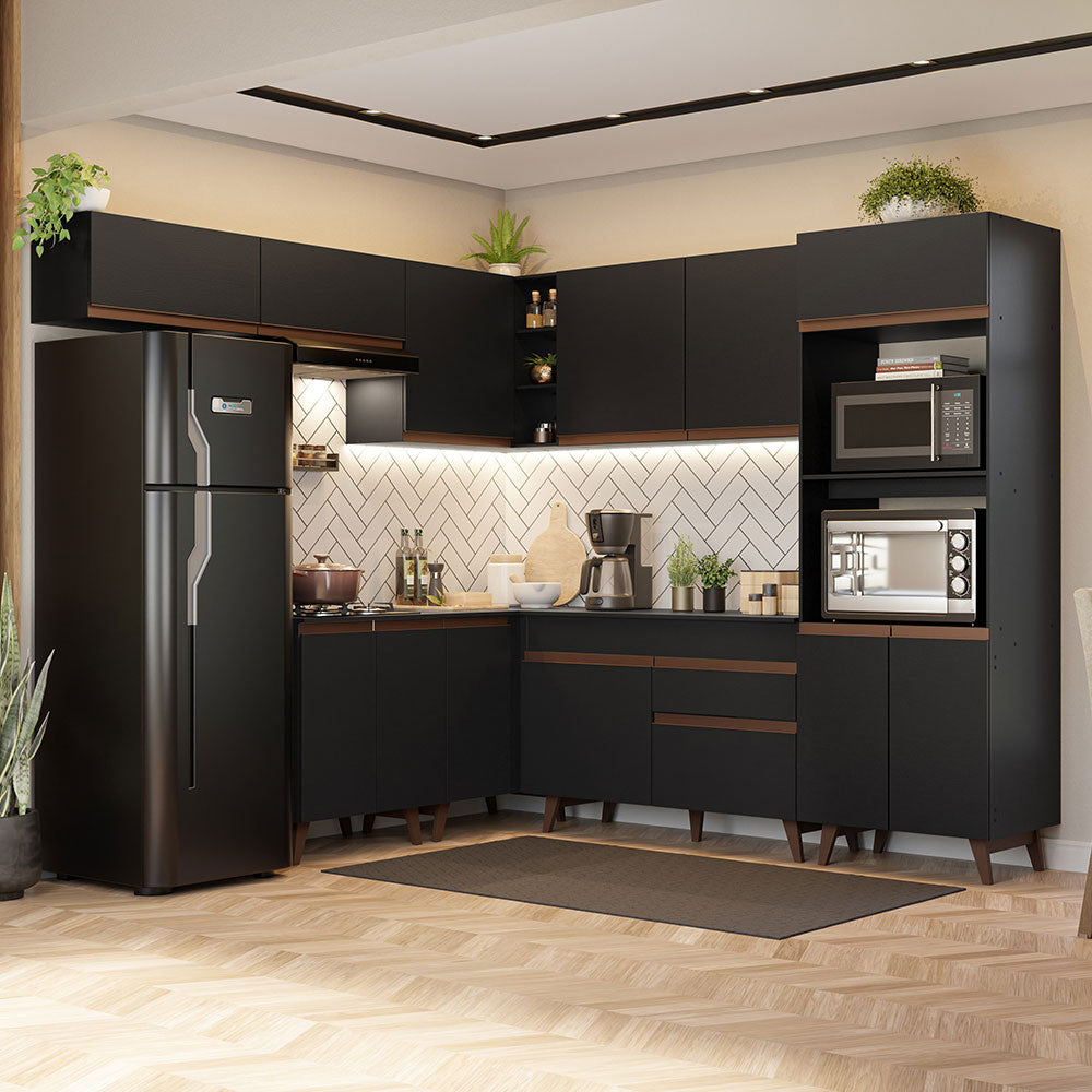 Cocina Integral de Esquina Reims 4.70 m con Encimera Negro 01