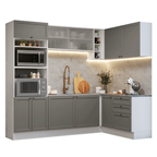 Cocina Integral de Esquina Vik 4.00 m Blanco/Gris 01