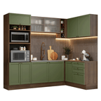 Cocina Integral de Esquina Vik 4.00 m Marrón/Verde 01