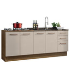 Kit 2 Muebles de Cocina Bajo Agata 2.00 Metros Marrón/Crema