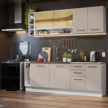 Cocina Integral Agata Thêmis 2.20 Metros Blanco/Crema