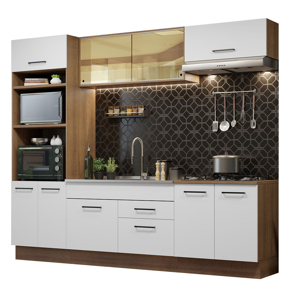 Cocina Integral Agata 2.70 Metros Marrón/Blanco 03