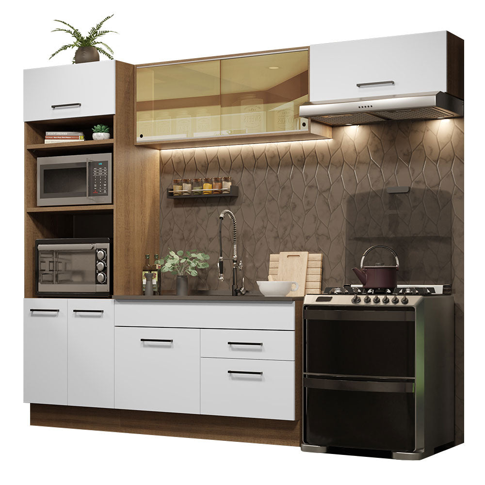 Cocina Integral Agata 2.70 Metros Marrón/Blanco 04
