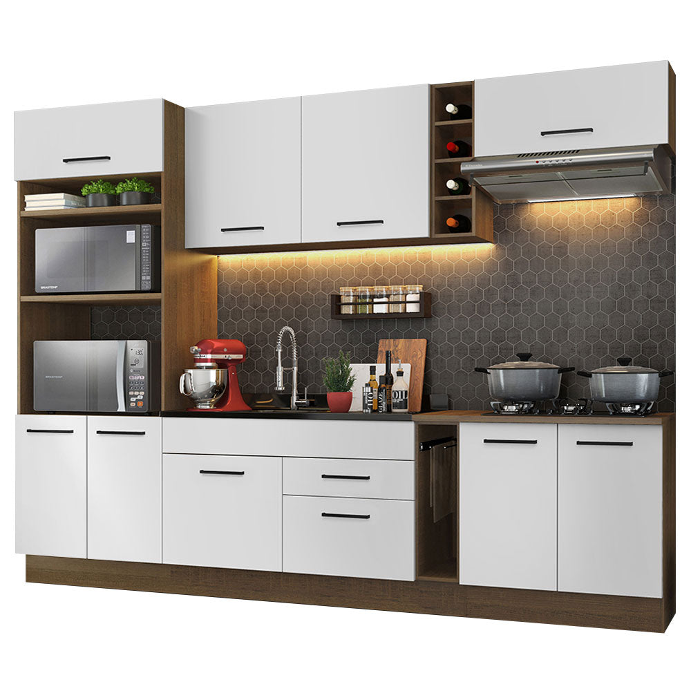 Cocina Integral Agata 2.90 Metros Marrón/Blanco 01