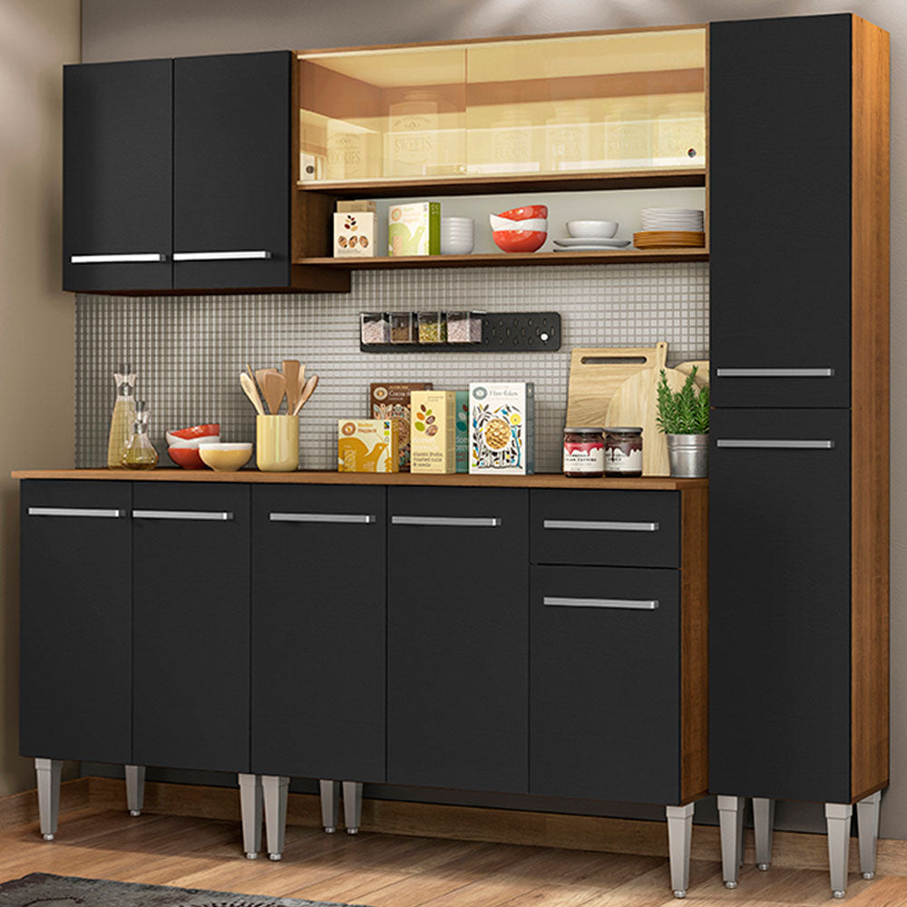 Cocina Integral Emilly Sky 2.00 Metros Marrón/Negro