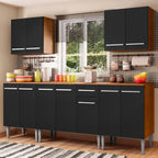 Cocina Integral Emilly King 2.30 Metros Marrón/Negro
