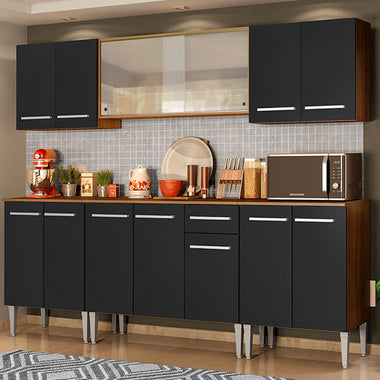 Cocina Integral Emilly Wind 2.30 Metros Marrón/Negro