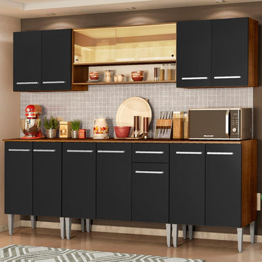 Cocina Integral Emilly Smile 2.30 Metros Marrón/Negro