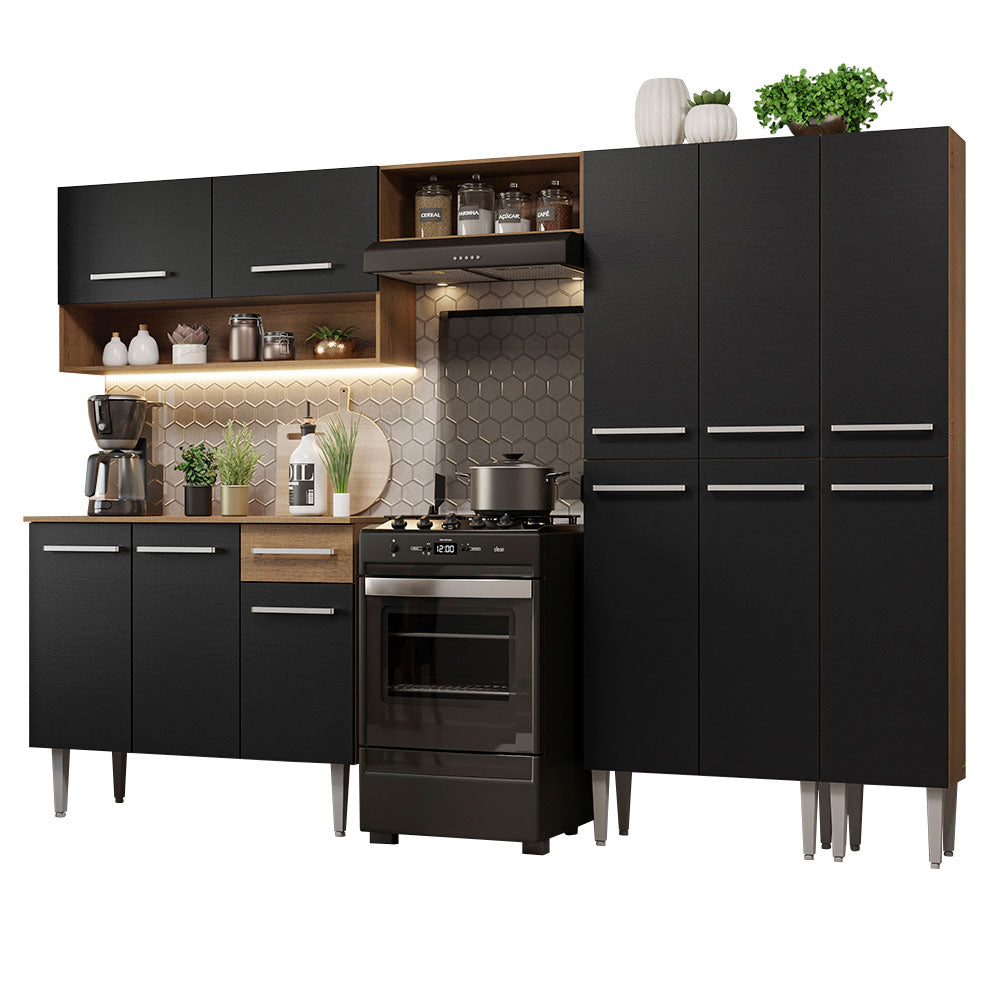 Cocina Integral Emilly 2.60 Metros Marrón/Negro 02