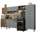 Cocina Integral Emilly 2.90 Metros Marrón/Gris 01