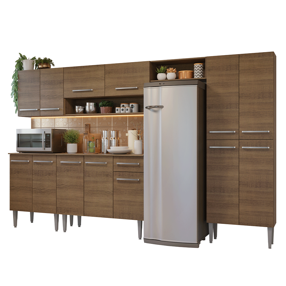 Cocina Integral Emilly 2.90 Metros Marrón 11