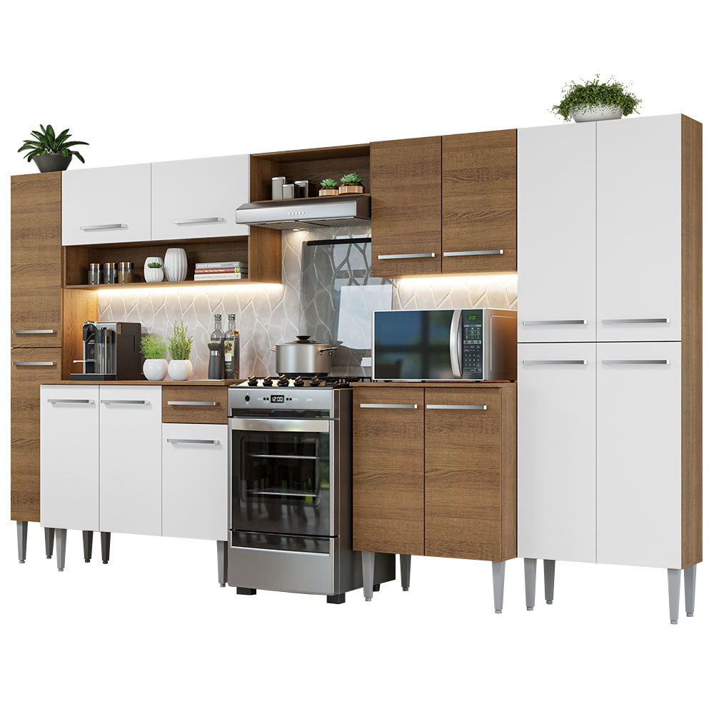 Cocina Integral Emilly 3.25 Metros Marrón/Blanco 02