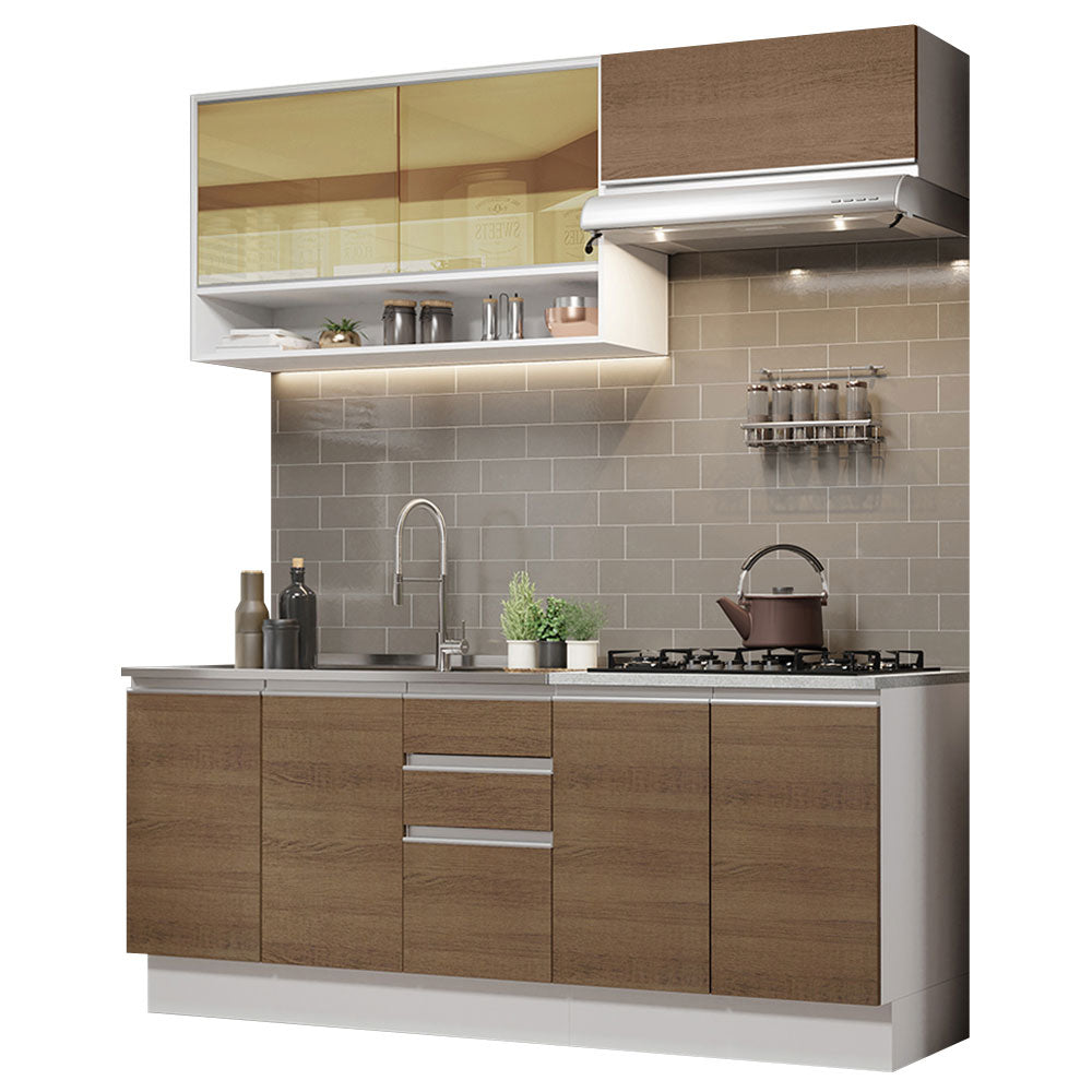 Cocina Integral Glamy 2.00 Metros Blanco/Marrón 03