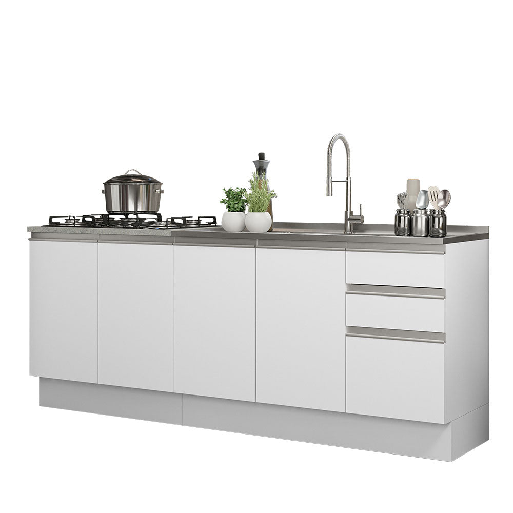 Kit 2 Muebles de Cocina Bajo Glamy 2.00 Metros Blanco