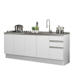 Kit 2 Muebles de Cocina Bajo Glamy 2.00 Metros Blanco