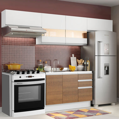 Cocina Integral Marina 2.80 Metros Blanco/Marrón/Blanco