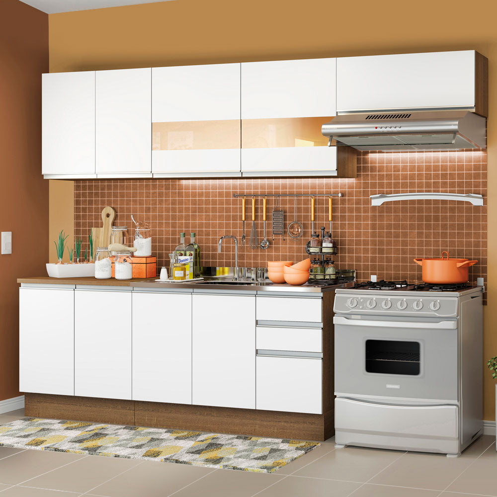 Cocina Integral Marcela 2.80 Metros Marrón/Blanco