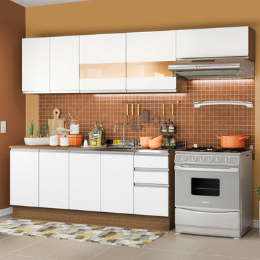 Cocina Integral Marcela 2.80 Metros Marrón/Blanco
