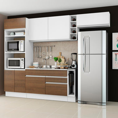 Cocina Integral Safira 2.90 Metros Blanco/Marrón/Blanco 04