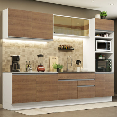 Cocina Integral Glamy 3.10 Metros Blanco/Marrón 01