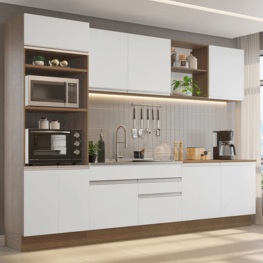 Cocina Integral Glamy 3.10 Metros Marrón/Blanco 02