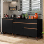 Kit 2 Muebles de Cocina Bajos Reims 1.90 m con Encimera Negro