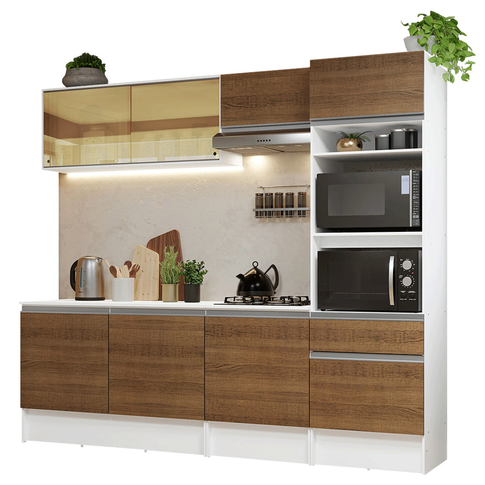 Cocina Integral Diamante 2.40 m con Encimera Blanco/Marrón 06