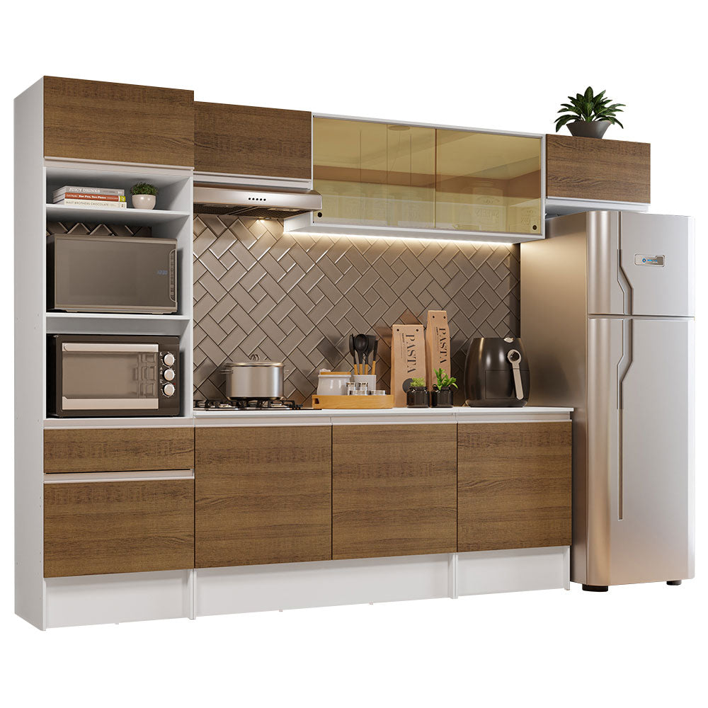 Cocina Integral Diamante 3.00 m con Encimera Blanco/Marrón