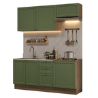 Cocina Integral Vik 1.80 Metros Marrón/Verde 01