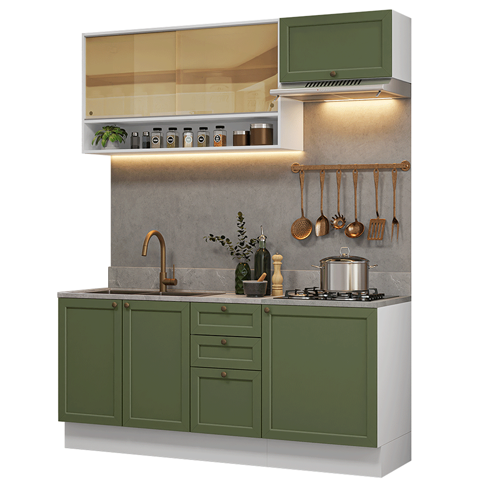 Cocina Integral Vik 1.80 Metros Blanco/Verde 05