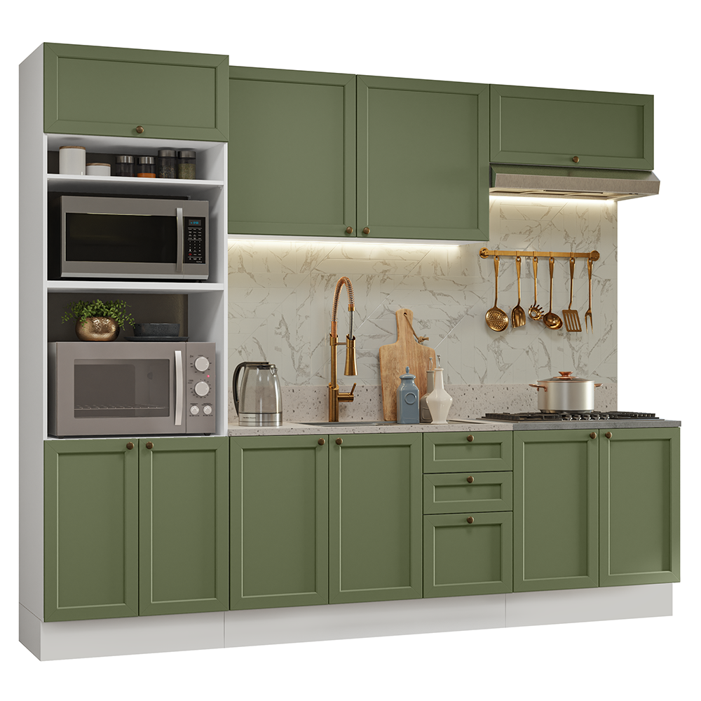 Cocina Integral Vik 2.70 Metros Blanco/Verde 01