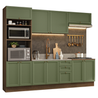 Cocina Integral Vik 2.70 Metros Marrón/Verde 01