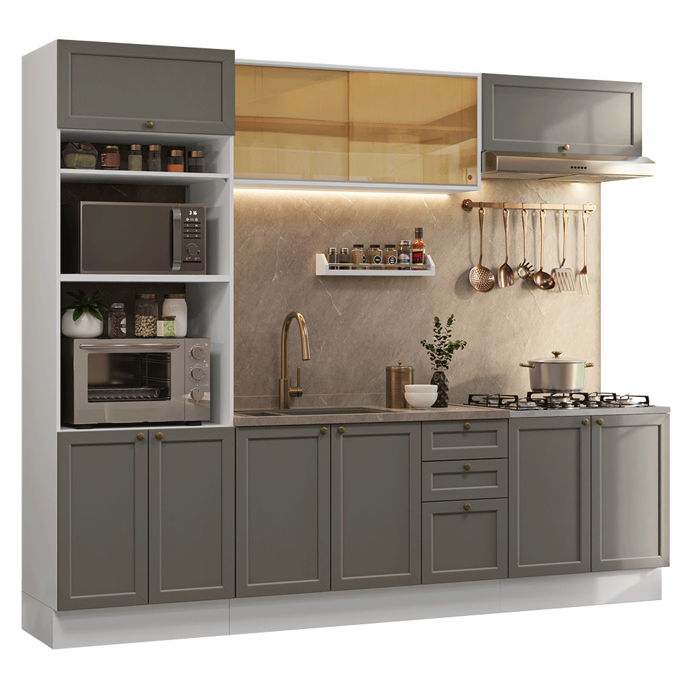 Cocina Integral Vik 2.70 Metros Blanco/Gris 02