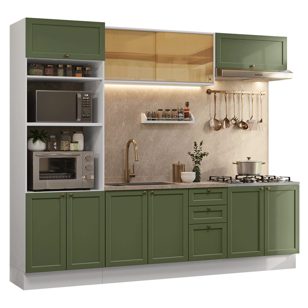 Cocina Integral Vik 2.70 Metros Blanco/Verde 02