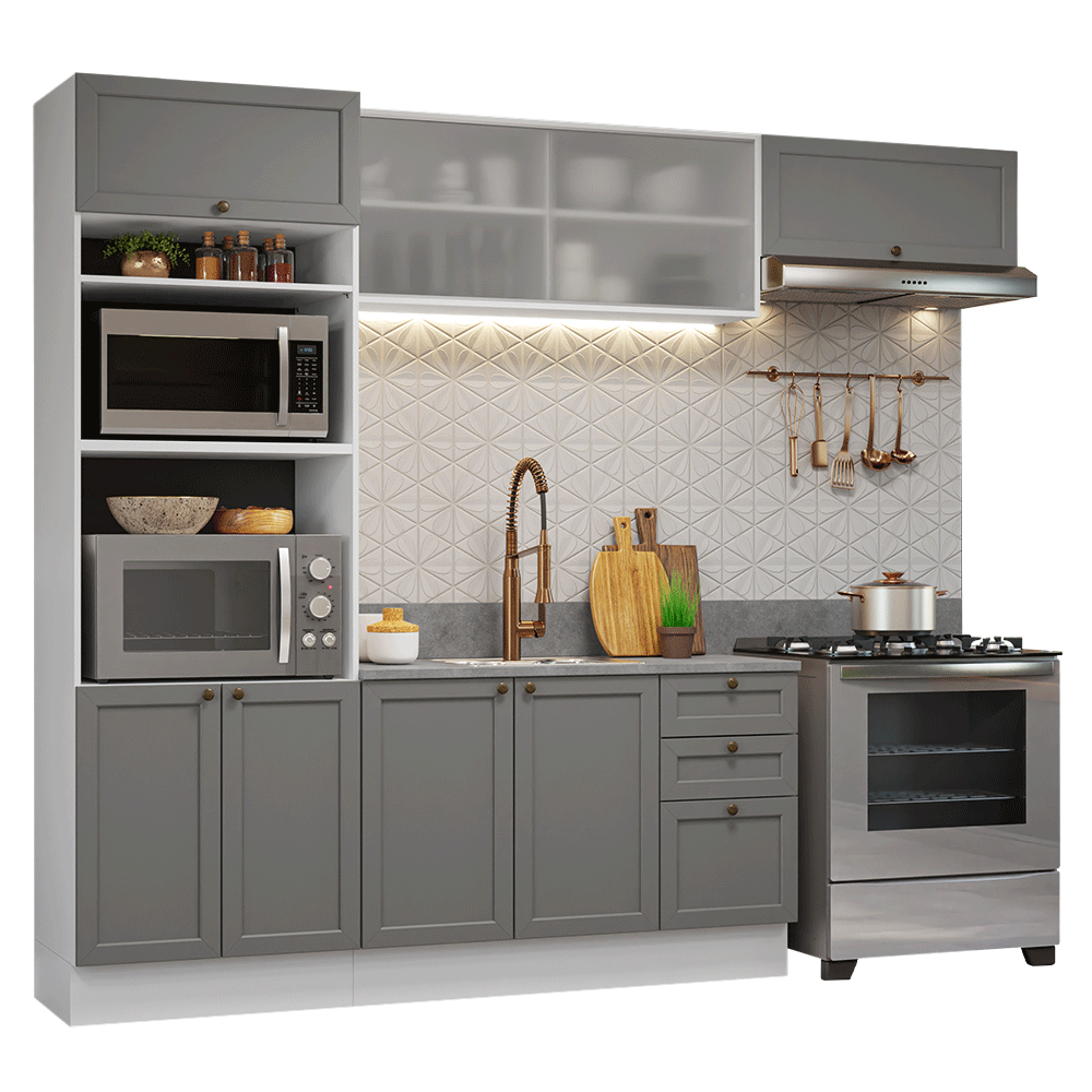 Cocina Integral Vik 2.70 Metros Blanco/Gris 03