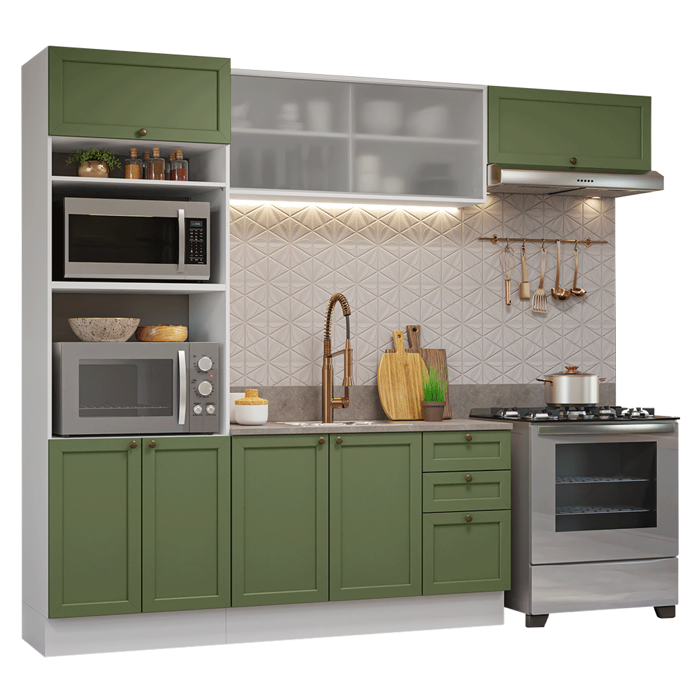 Cocina Integral Vik 2.70 Metros Blanco/Verde 03