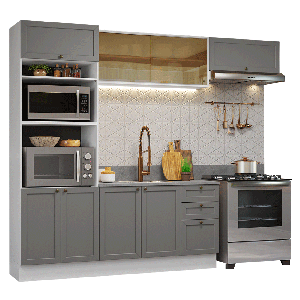 Cocina Integral Vik 2.70 Metros Blanco/Gris 04