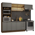 Cocina Integral Vik 2.70 Metros Marrón/Gris 04