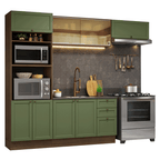 Cocina Integral Vik 2.70 Metros Marrón/Verde 04