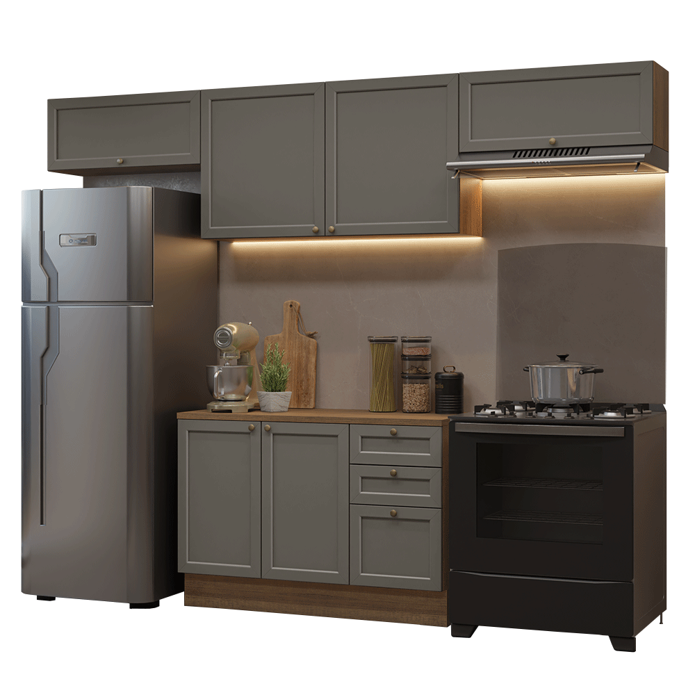 Cocina Integral Vik 2.80 m con Encimera MarrónGris 01