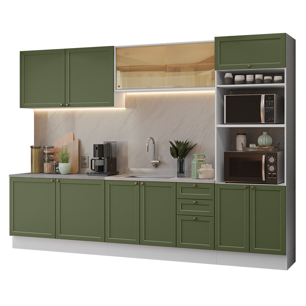 Cocina Integral Vik 3.10 Metros Blanco/Verde 01