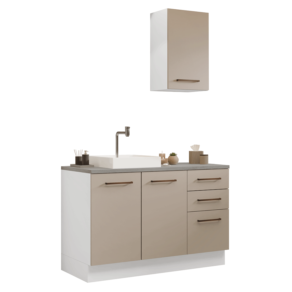 Conjunto de Mueble para Baño Agata 1.20 m 3 Puertas 3 Cajones Blanco/Crema