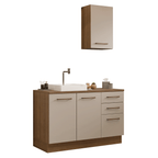 Conjunto de Mueble para Baño Agata 1.20 m 3 Puertas 3 Cajones Marrón/Crema