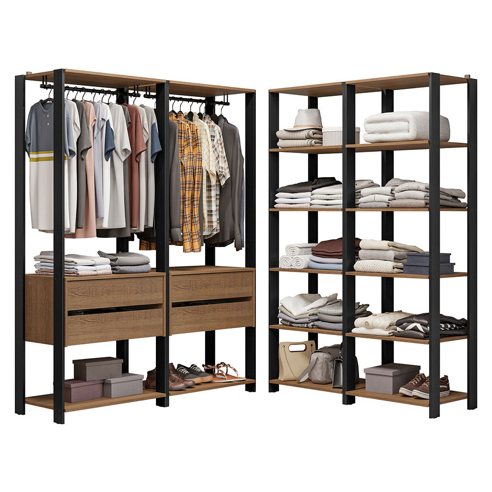 Clóset Modulado Abierto Valencia 4 Cajones 14 Niveles 180 cm x 258 cm x 45 cm Marrón/Negro 03