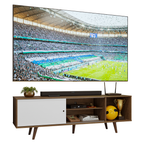 Centro de Entretenimiento Mesa para TV Torino de Hasta 80 Pulgadas Marrón/Blanco (Patas Marrón)