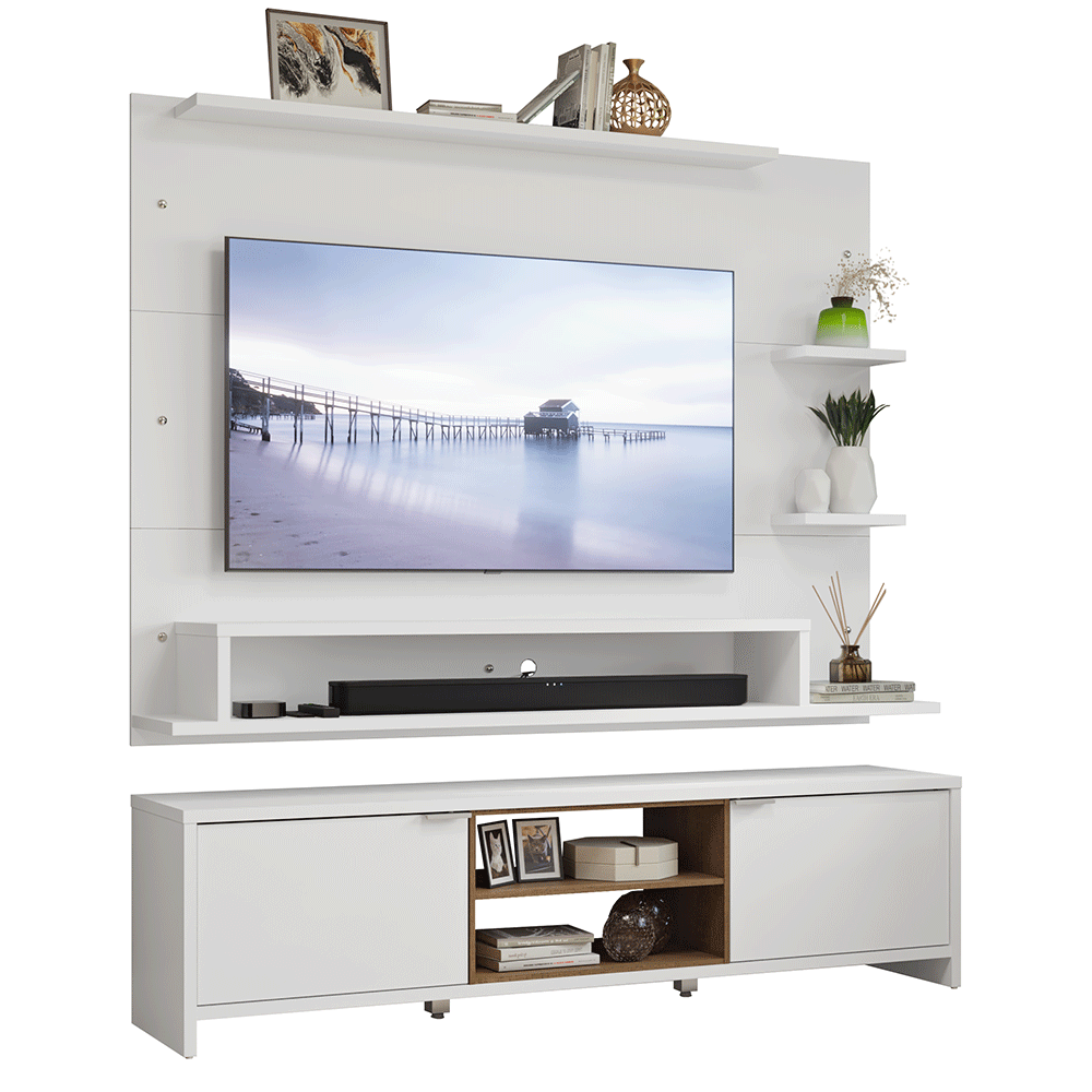Centro de Entretenimiento para TV Metz Mesa y Panel Hasta 60 Pulgadas Blanco